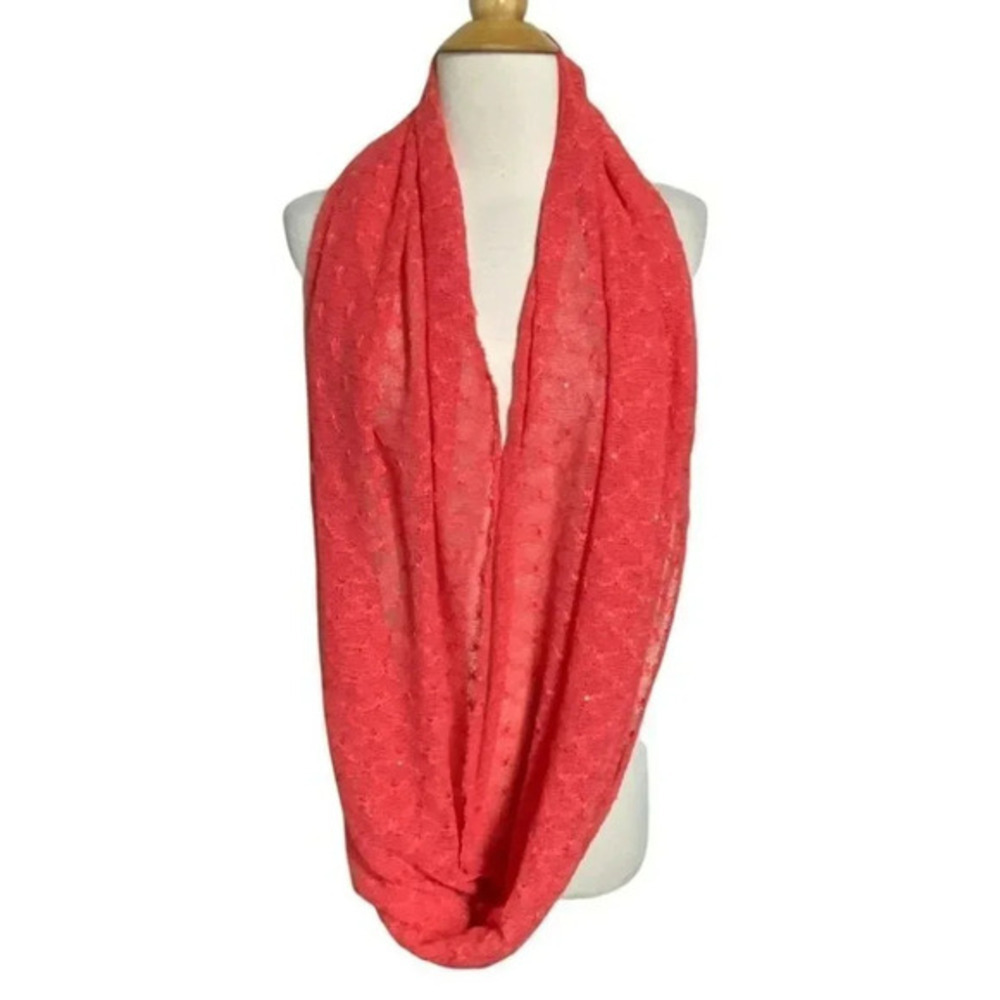 Coral lightweight eternity scarf‎ with glitter